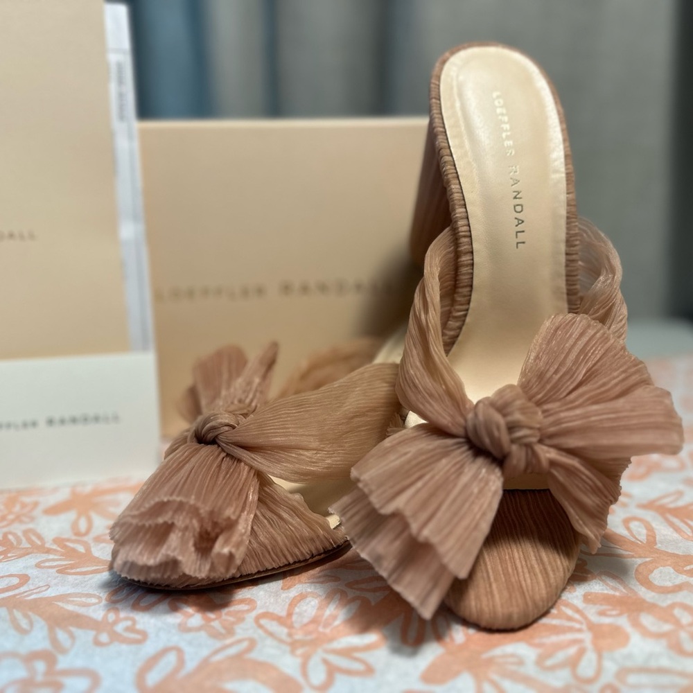 Loeffler Randall Pleated Knot Mules in Light Pink